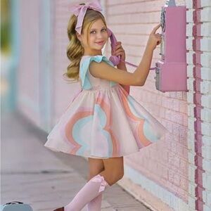 Colorful Dress with Ruffle Sleeves